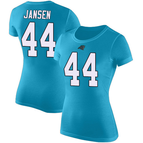 Carolina Panthers Blue Women J.J. Jansen Rush Pride Name and Number NFL Football #44 T Shirt->carolina panthers->NFL Jersey